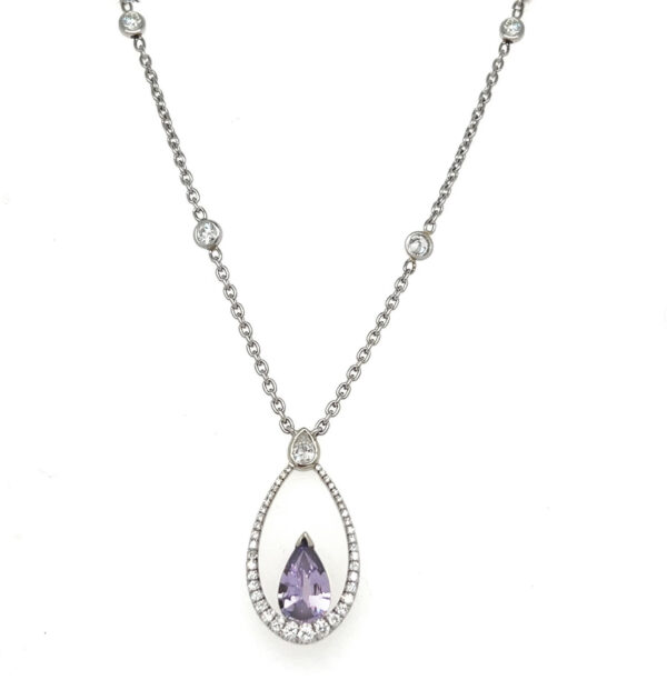 Platinum & 18K Gold Lavender Spinel Diamond Necklace