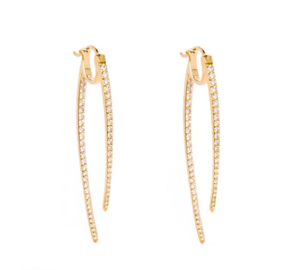 Reverse Taper Pave Diamond Inside/Outside Earrings