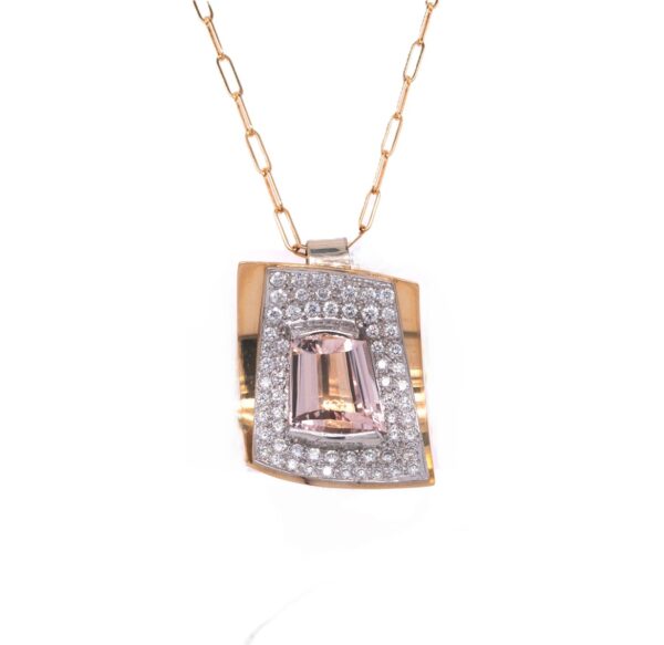 Gordon Aatlo 18k Two-Tone Morganite and Diamond Pendant