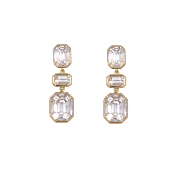 Mosaic Diamond Emerald Cut Dangle Earrings
