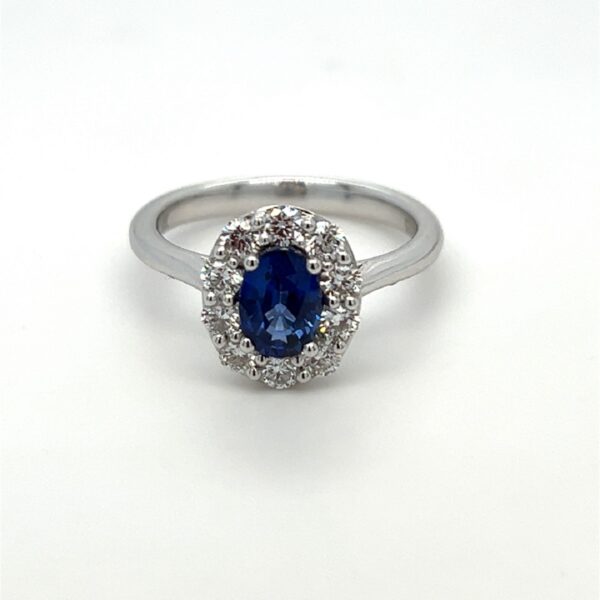 Sapphire and Diamond White Gold Ring