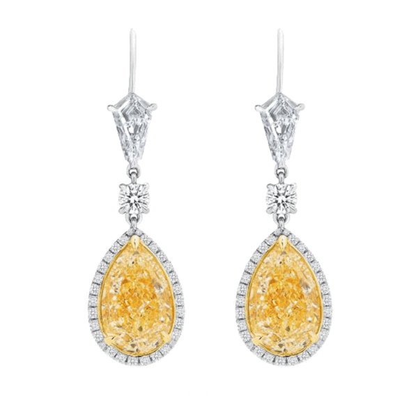 Yellow Pear Diamond Drop Earrings