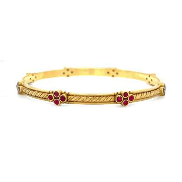 18k Gold Ruby Alhambra Bangle by Carolyn Tyler