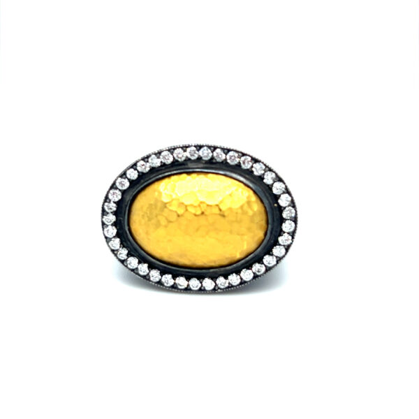 Pompei Ring With Hammered Gold Dome Top