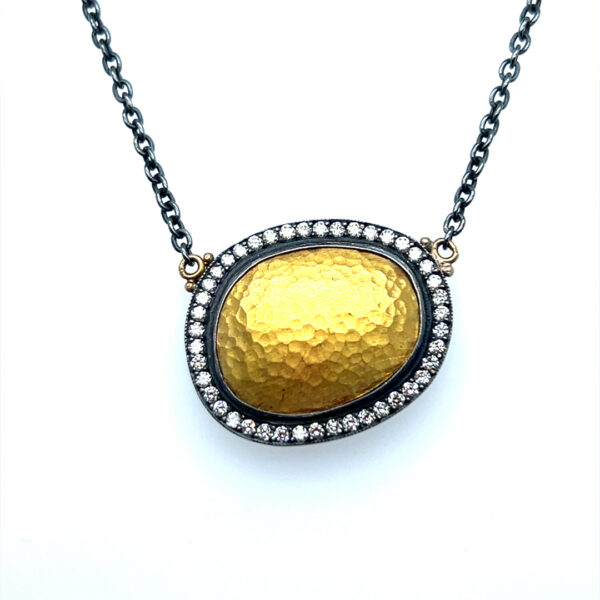 Gold & Oxidized Silver Freeform "Reflection" Necklace