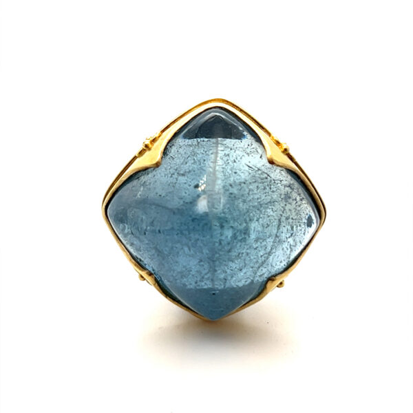 18k Gold/ Oxidized Sterling Aquamarine Ring