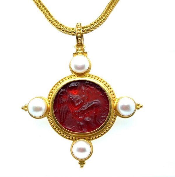 Pearl Venetian Glass Pendant/ Brooch