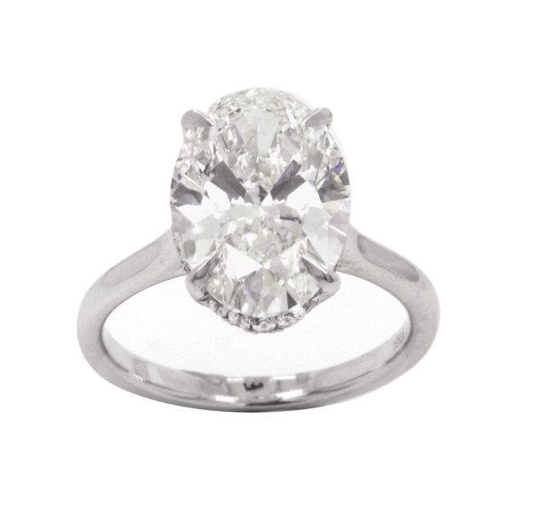 Platinum 5.09ct Oval Diamond Hidden Halo Solitaire