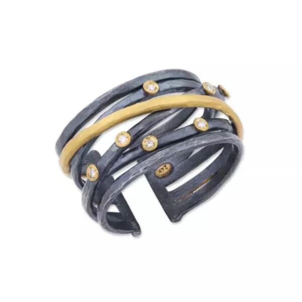 24k gold, oxidized sterling silver, and diamond ring by Lika Behar