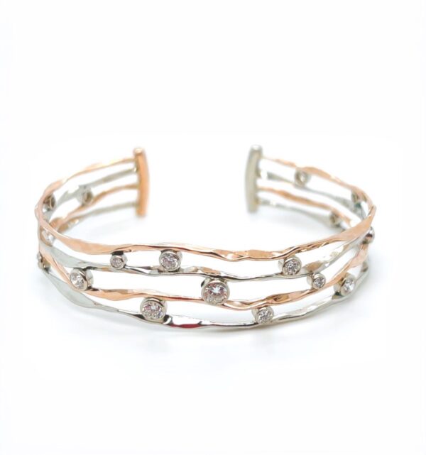 14K White, Rose Gold Cuff Bracelet