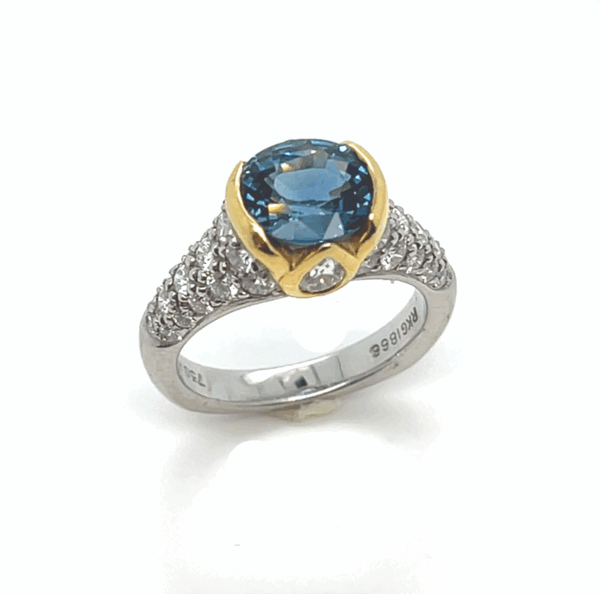 Platinum/18k Sapphire and Diamond ring