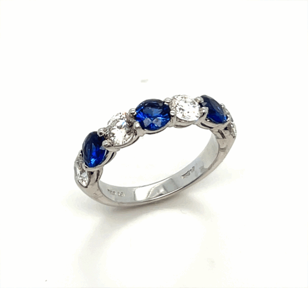 7 Stone Sapphire and Diamond Band