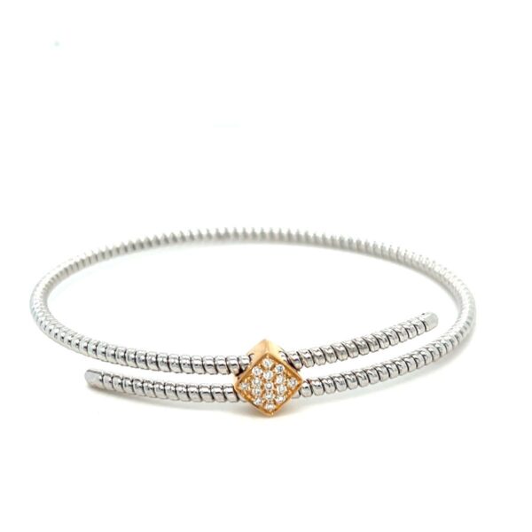 18K White & Rose Gold Flexible Bracelet with Pavé Diamonds