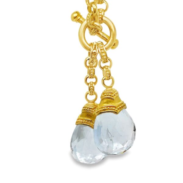 22K/18K Gold with Rock Crystal Quartz Faceted Sharon Drop Pair by Carolyn Tyler
