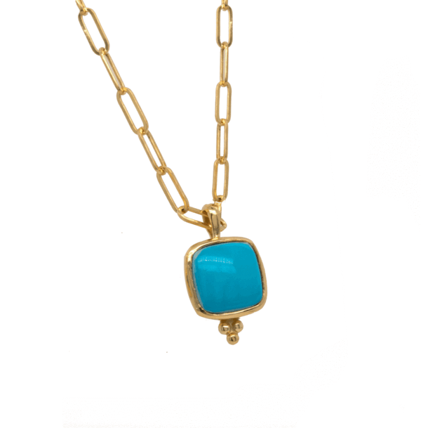 14k Gold Sugarloaf Turquoise Necklace