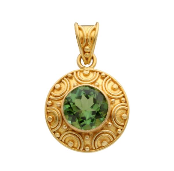18K Yellow Gold Green Tourmaline Pendant