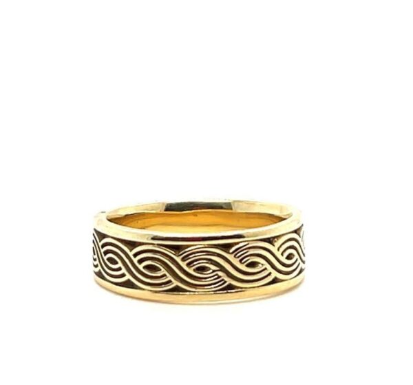 14k Yellow Gold Men’s Oxidized Intaglio Band