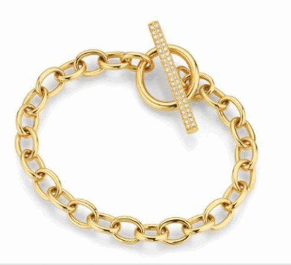 18k gold diamond toggle bracelet