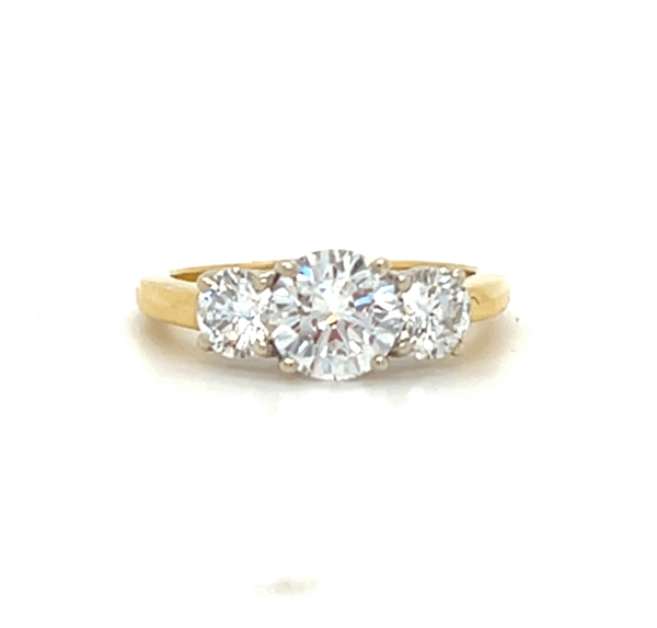 18k gold 3-stone diamond ring
