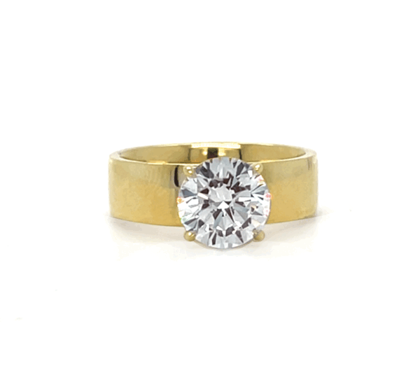 18k gold wide band engagement ring semi-mount