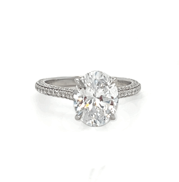 18k white gold 3-sided pave' hidden halo semi-mount