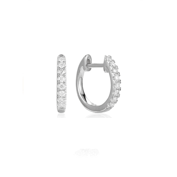 white gold diamond huggie hoop earring