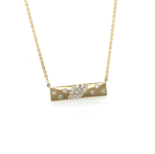 14k gold frosted diamond bar necklace