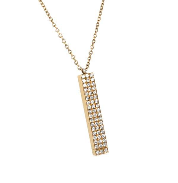14k Gold Hidden Message Pave' Bar Necklace