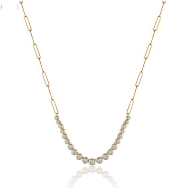 Bezel diamond partial tennis necklace