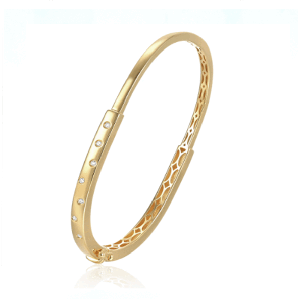 14k gold flush set diamond handcuff bangle (Copy)