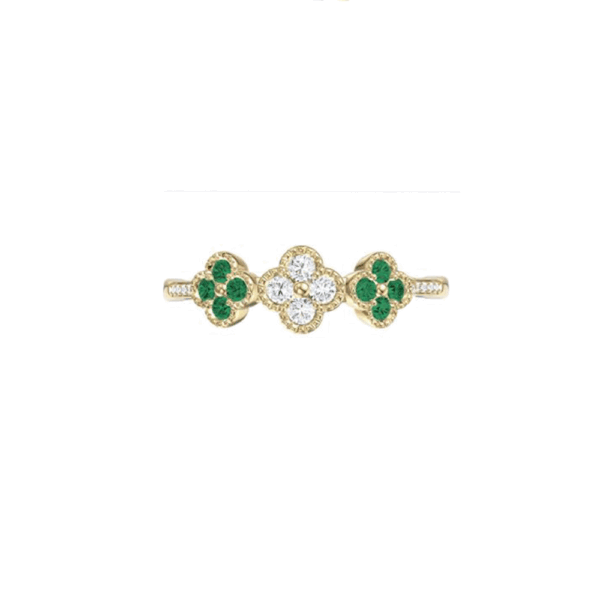 14k gold emerald diamond clover band