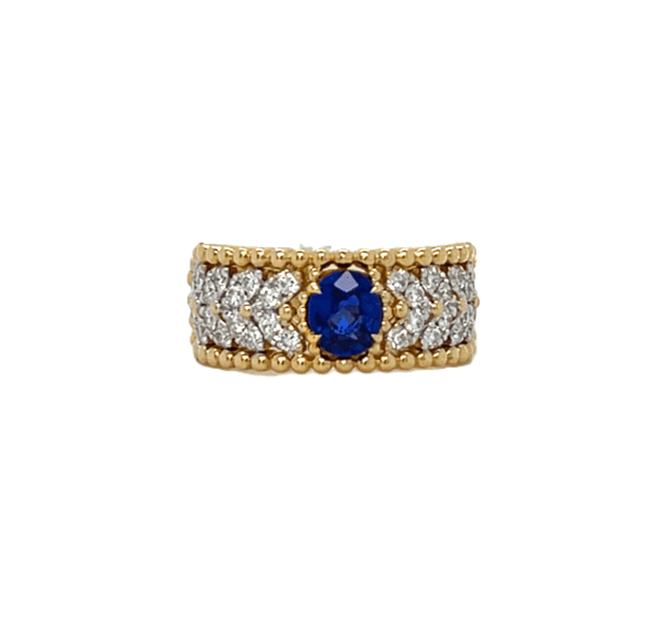 18K Yellow Gold Diamond & Sapphire Ring