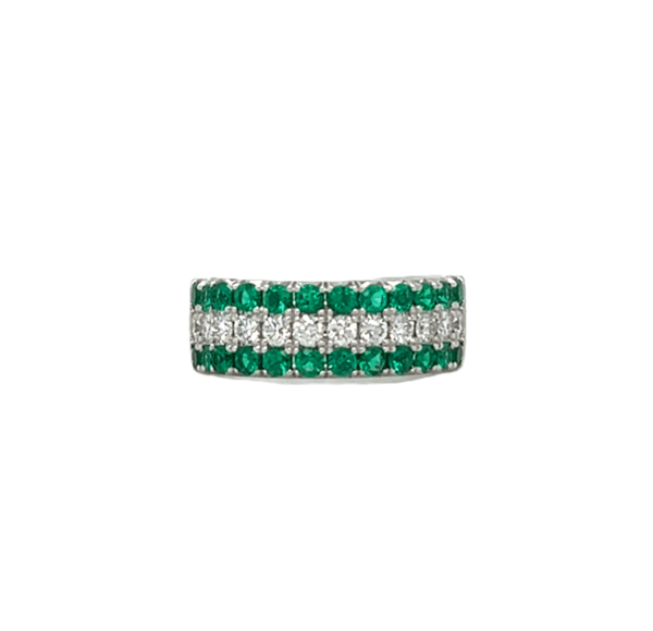18k White Gold Emerald and Diamond Band