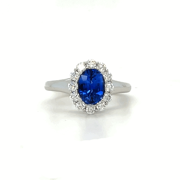 18K White Gold Diamond & Sapphire Ring