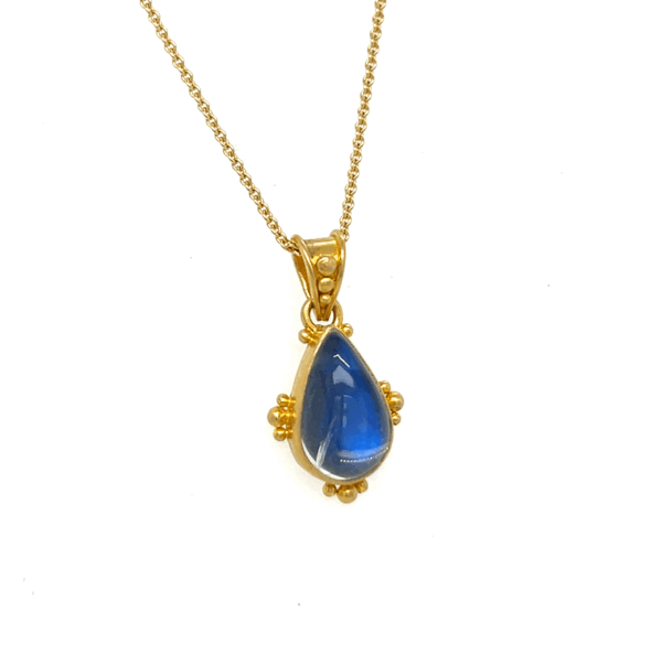 18K Yellow Gold 3.0ct Blue Moonstone Pendant