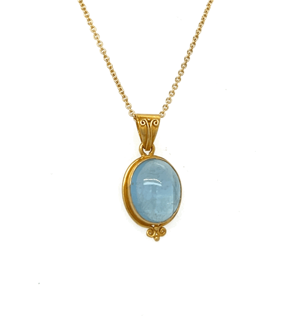 18K Gold Aqua Pendant
