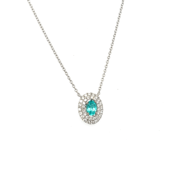 Paraiba tourmaline pave' halo necklace