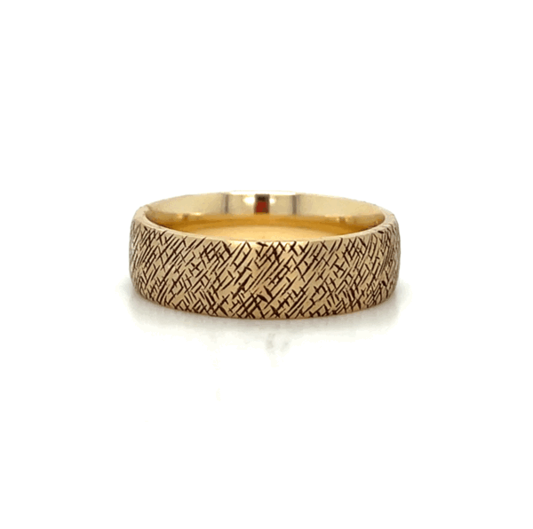 14k yellow gold etched Euro band