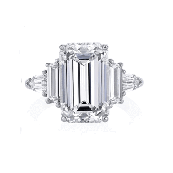 5.66ct Emerald and Baguette Cut Diamond Ring