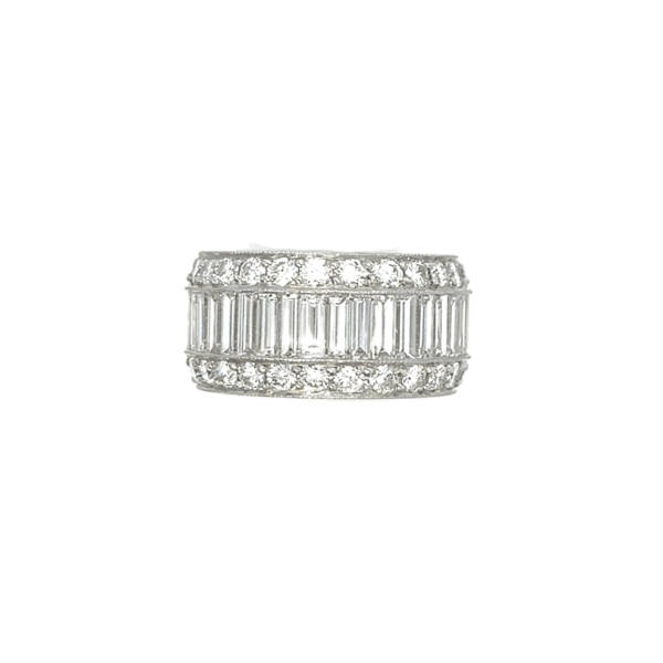Platinum Ring with 6.82ct Diamond Baguettes & Round Stones