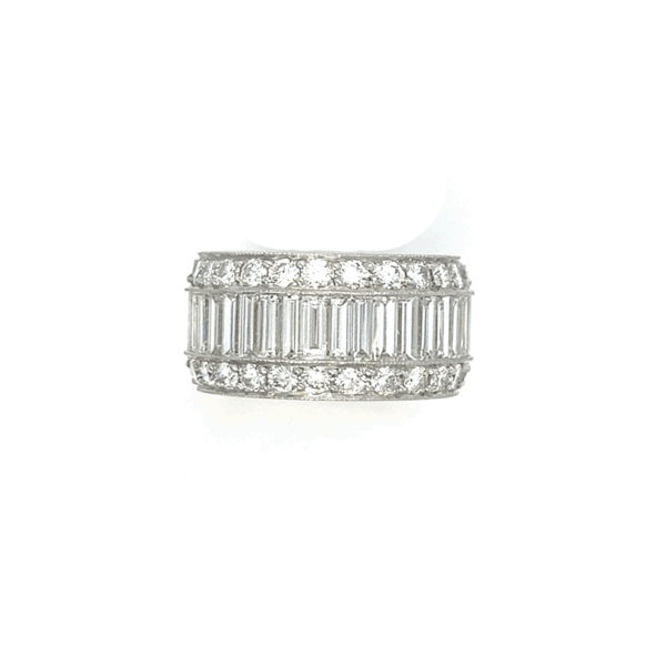 Platinum Ring with 6.82ct Diamond Baguettes & Round Stones