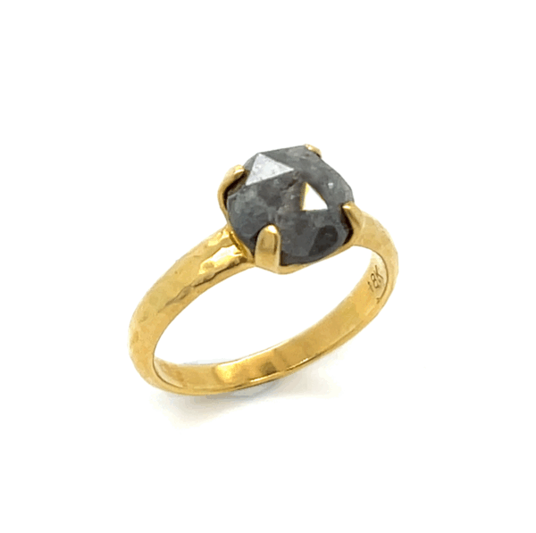 18K Yellow Gold Raw Diamond Ring