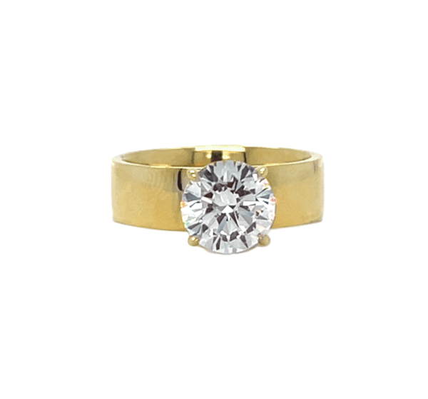 18k Gold Wide Band Engagement Ring Semi-Mount