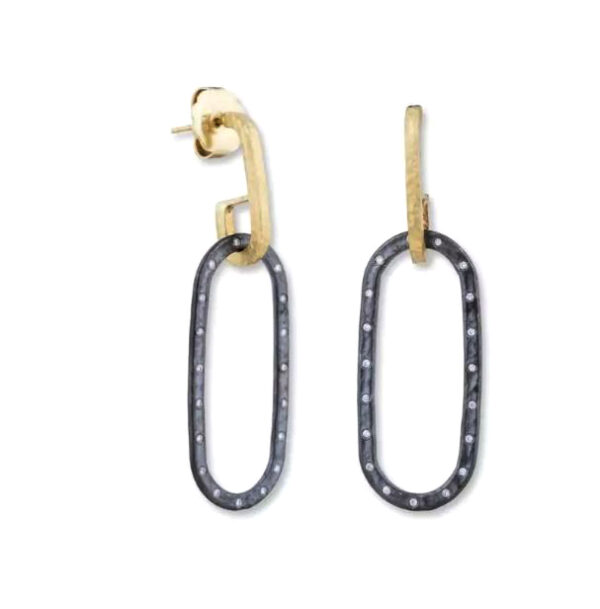 22K Yellow Gold Hammered Diamond Hoop Earrings