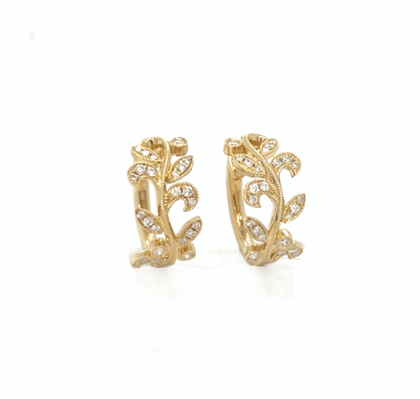 14K Gold Floral Hoop Earrings