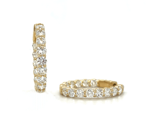 Yellow Gold 6cttw Diamond Inside/Outside Hoop Earrings