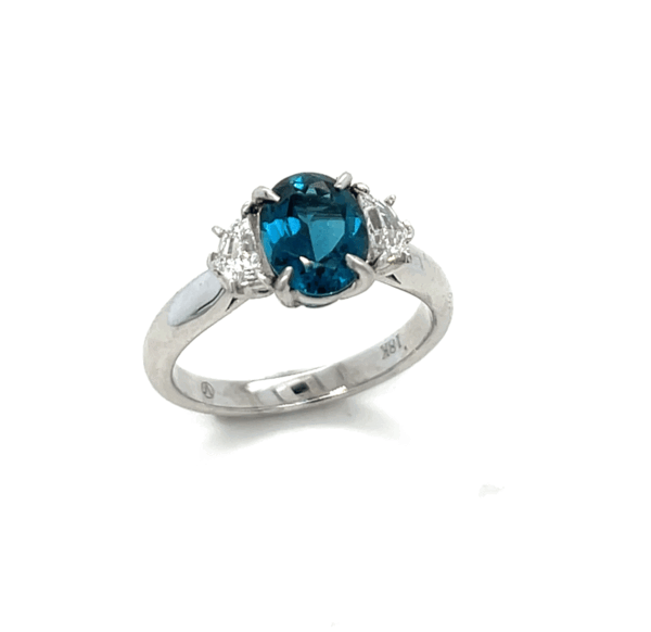 18K White Gold Indicolite Tourmaline & Diamond Ring