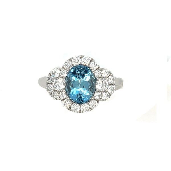 18K White Gold Aquamarine & Diamond Ring