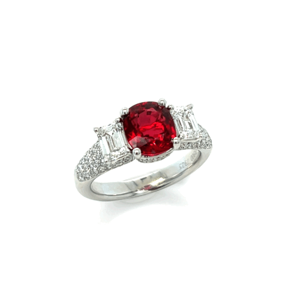 Platinum Ring with Diamond & Ruby