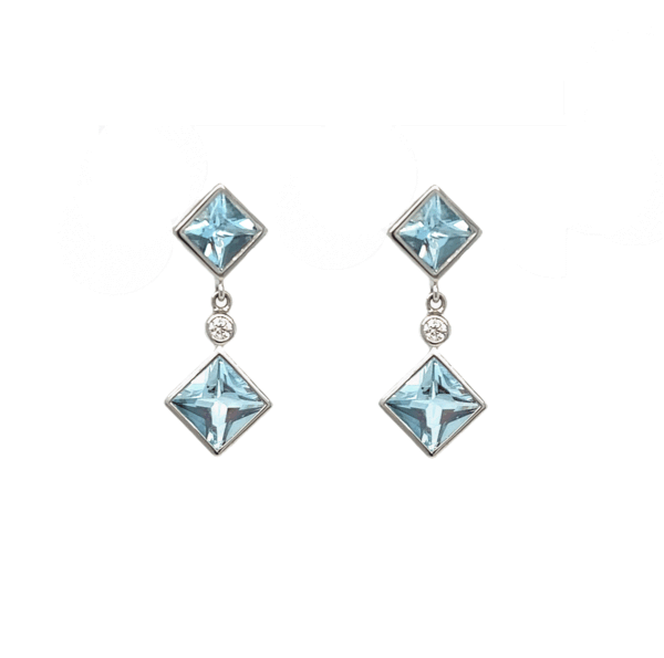 14K Gold Aquamarine Double Dangle Earrings